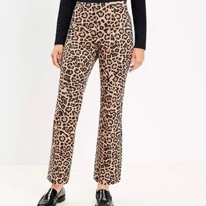 Loft Petite Ankle Flare Leopard Print Women's Pants